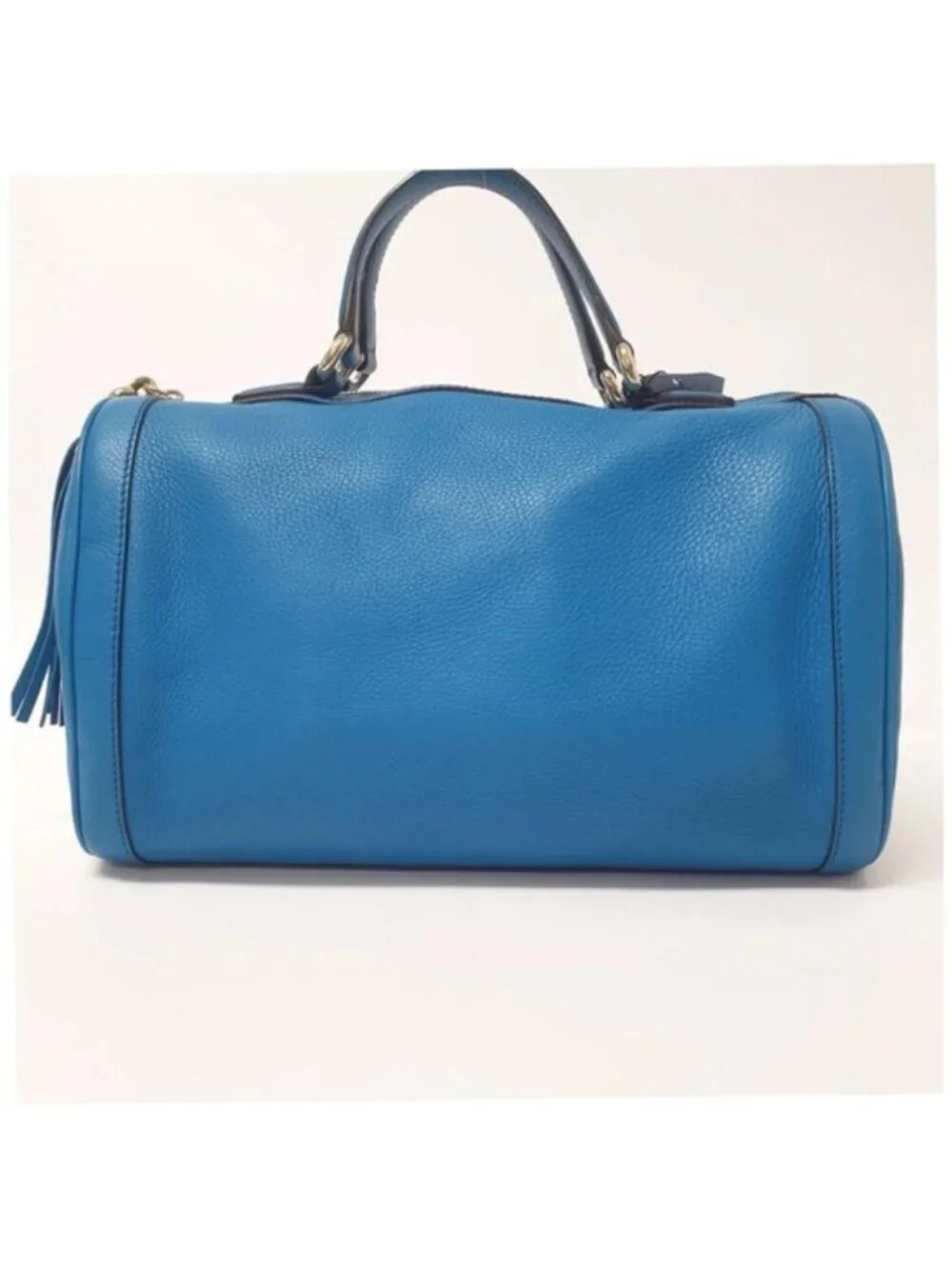 Authentic Gucci Bright Diamante Blue Leather Boston Satchel Bag